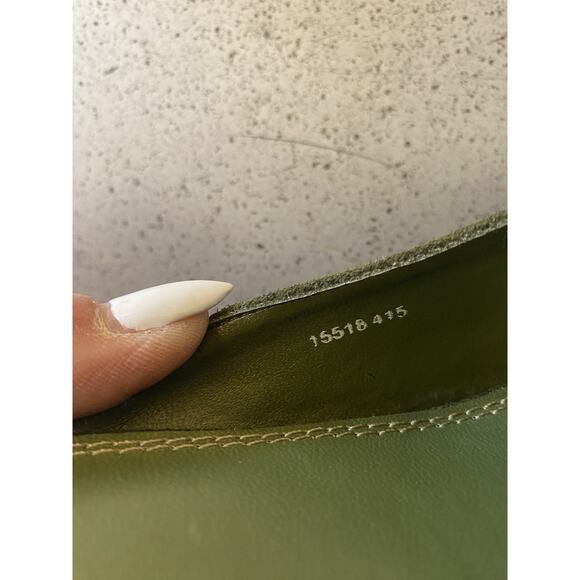 PIERRE DUMAS Kitten Heel Mule Croc Embossed Suede Deep Green Gold Buckle Sz. 11M - Picture 6 of 15